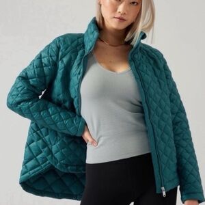 Athleta Teal Quilted Puffer Jacket
